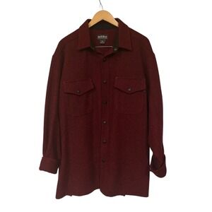 Vintage Woolrich Wool Red Mackinaw Cruiser Herringbone‎ Jacket Hunting Shacket L